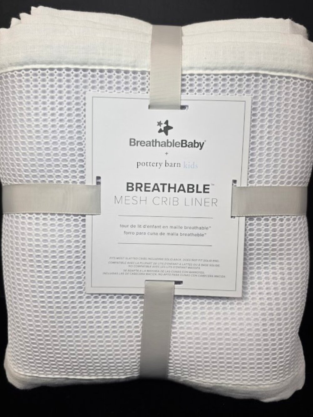 NWT Pottery Barn Kids BreathableBaby Mesh Crib Liner Bumper White